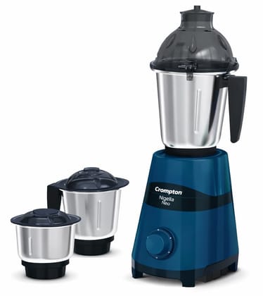 Crompton Nigella Neo 750 Watts Mixer Grinder | Powertron Motor | 3 Stainless Steel Jars (1.5L, 1L, 500ml) | Heavy Duty Grinding, Blending, Chutney & Smoothie Maker for Kitchen Crompton Nigella Neo 750 Watts Mixer Grinder | Powertron Motor | 3 Stainless S