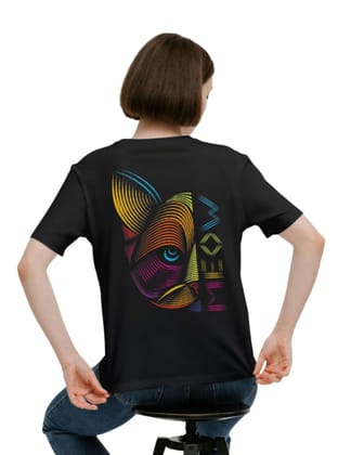 Womens Graphic Cotton Tees - Printed Cotton T-Shirts - 100 Percentage Cotton Printed Tees Black (Size L)