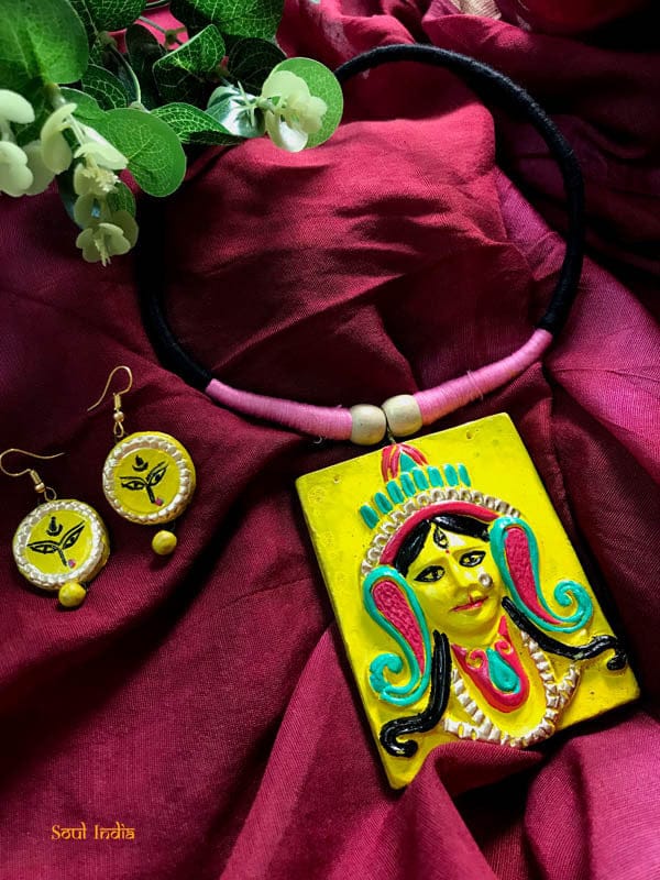 Handmade Terracotta Durga Necklace Set