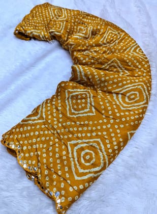 Bandhani print in moss silk