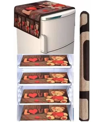 Crosmo Polyester Graphic Fridge Mat & Cover ( 64 18 ) Pack of 6 - Multicolor