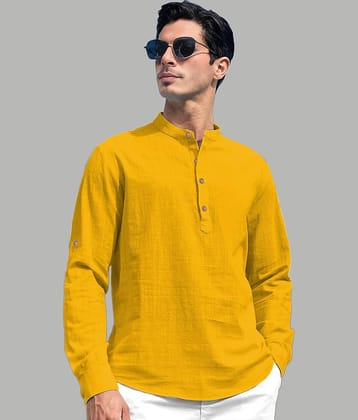 Vida Loca Yellow Cotton Blend Men's Shirt Style Kurta ( Pack of 1 )