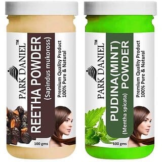 PARK DANIEL Pure & Natural Reetha Powder & Pudina(Mint)Powder Combo Pack of 2 Bottles of 100 gm (200 gm ) (200 ml)