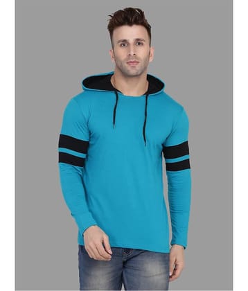 Tfurnish Cotton Blend Turquoise Solids T-Shirt