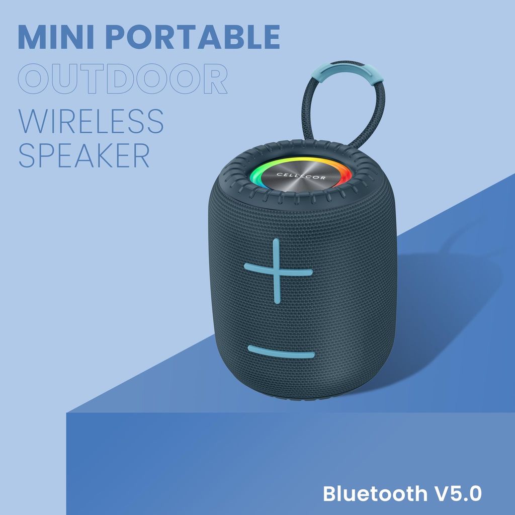 CELLECOR BT-703 6W Mini Portable Wireless Speaker | 6 Hour Playtime | 5.0V | Bluetooth Speaker with RGB Light - Blue