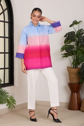 GRADIANT poplin TOP-Multicolour / XXS / Poplin