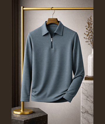 RodZen Men Polyester Regular Fit Striped Polo T Shirt ( Charcoal Grey )