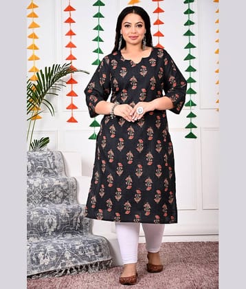 Swasti Cotton Printed Straight Women's Kurti - Black ( Pack of 1 )