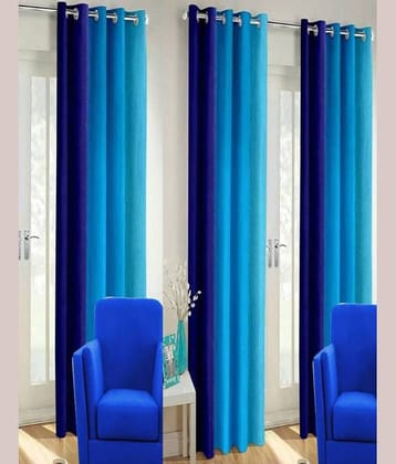 N2C Home Solid Semi-Transparent Eyelet Curtain 9 ft ( Pack of 3 ) - Blue
