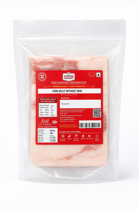 PORKISH DELIGHT Premium Pork Belly Without Skin (500g) – Fresh Skinless Boneless Pork Cut | Tender & Juicy Meat for Roasting, Grilling, and Ramen | Farm-Fresh High Protein Gourmet Meat