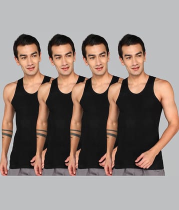Renox Pack of 4 Cotton Tank For Men ( Black )