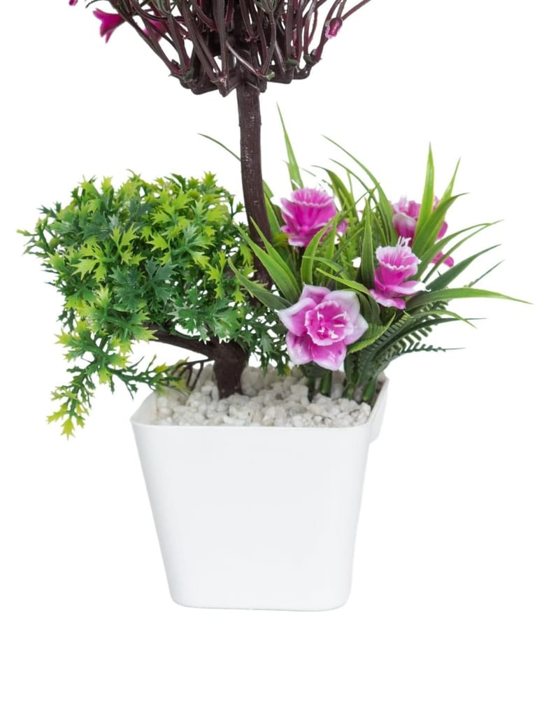 Burgundy Faux Flower Vase For Home Décor