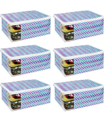 PrettyKrafts  Saree Cover Large with Creative Prints, Saree Storage Bag With Zip, Wardrobe Organiser, Clothes Cover & Storage,(Pack of 6) QTR Grey