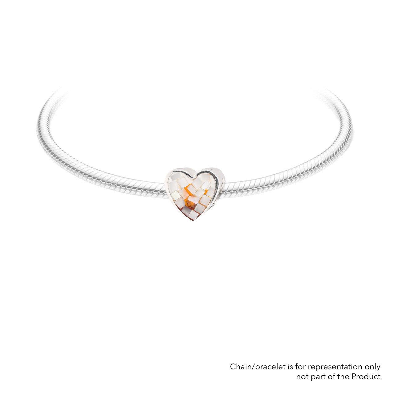 MOP Heart Dawn | 925 Silver charms for Bracelets / Chain-Free / Silver / Modern