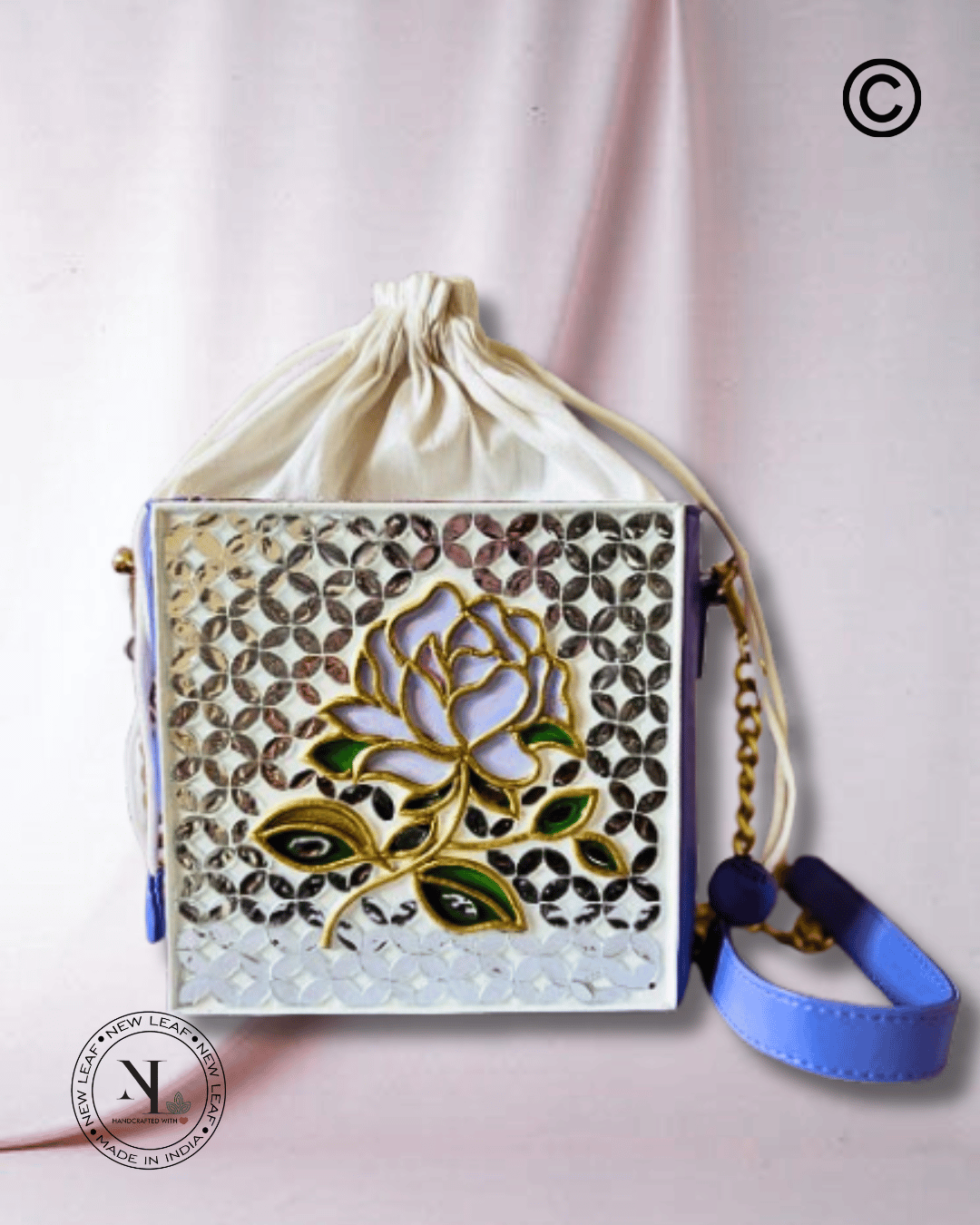 Lilac Rosee Lippan Art Potli Handcrafted Sling Bag