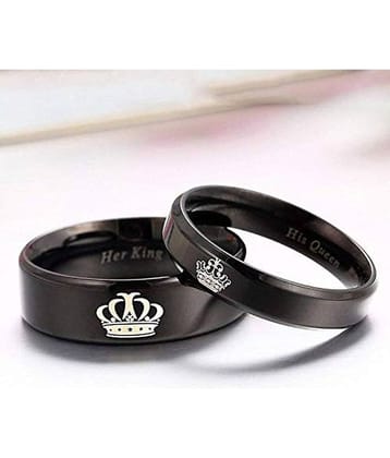 HEER COLLECTION - Black Couple Ring ( Pack of 2 )