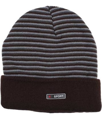 Bizarro.in Brown & Grey Striped Woollen Cap