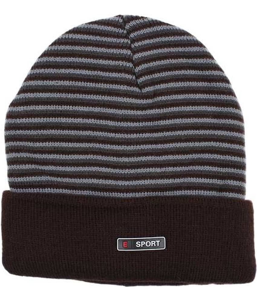 Bizarro.in Brown & Grey Striped Woollen Cap