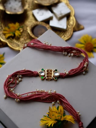 Teja Kundan Rakhi-Pink