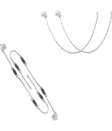HEER COLLECTION - Silver Anklets ( Pack of 2 )