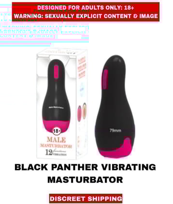 MALE ADULT SEX TOYS BLACK PANTHER PREMIUM VIBRATING MALE MASTURBATOR  WITH HEATING AND VOICE For Men