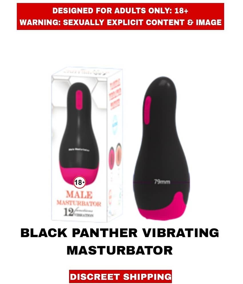 MALE ADULT SEX TOYS BLACK PANTHER PREMIUM VIBRATING MALE MASTURBATOR  WITH HEATING AND VOICE For Men