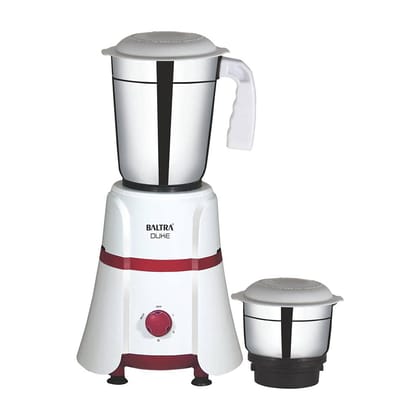 Baltra Duke (550 Watt) Mixer Grinder with 2 Stainless Steel Jars Red & White (ISI Certified, 2year warranty with Doorstep Service)