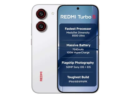 Redmi Turbo 5 Smartphone, 12GB RAM, 256GB Storage - Turbo White