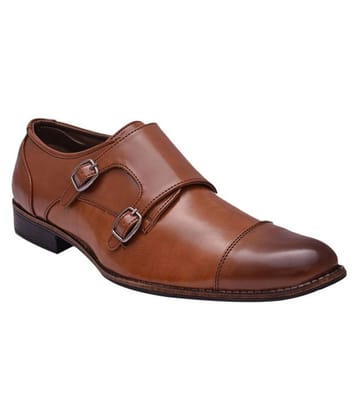 Sir Corbett - Tan Mens Monk Strap Formal Shoes - 9