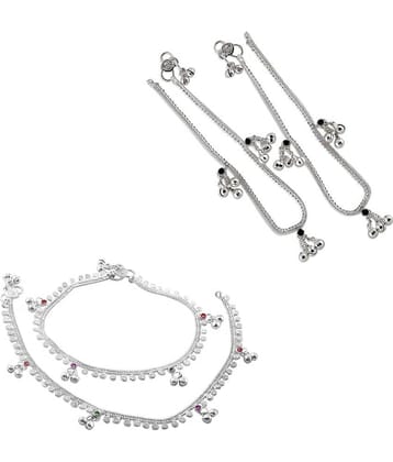 HEER COLLECTION - Silver Anklets ( Pack of 2 )