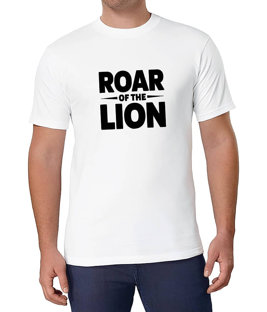 BINAYAK Cotton Regular Fit Printed Half Sleeves Men's Round T-Shirt - White ( Pack of 1 )