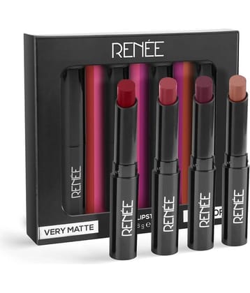 RENEE Matte Finish Lipsticks, Long Lasting, Full Coverage, 1.6gm, Pack of 4