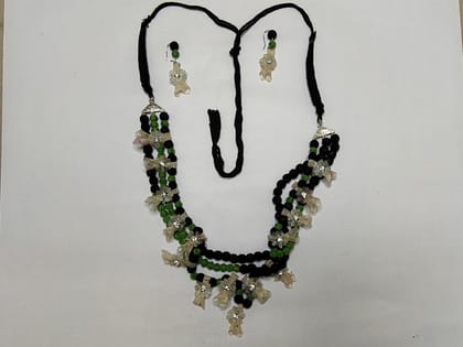 Handmade Beaded Necklace with Fish Scale Embellishment | Multicolour