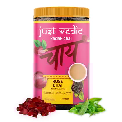 TEACURRY Rose Chai (100 Grams) - Rose Flavored Chai for Immunity, Skin Glow, Stress
