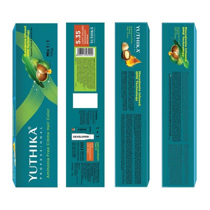Yuthika Professional Creme Hair Color 5.35 Light Golden Mahogany Brown 100gm, Permanent Hair Colour for Women & Men