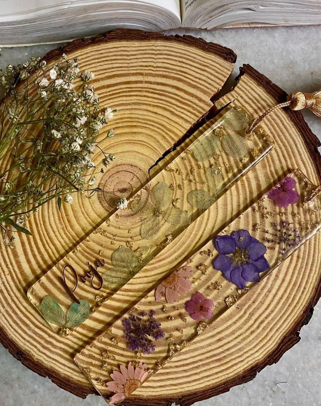 Resin Bookmark-Transparent Base with Mix Flowers