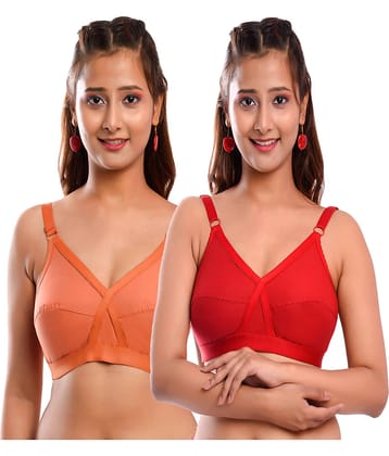 Elina Pack of 2 Cotton Non Padded Women's Everyday Bra ( Multi Color )