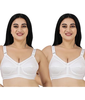 Ladyland Pack of 2 Cotton Non Padded Everyday Bra For Women ( White )