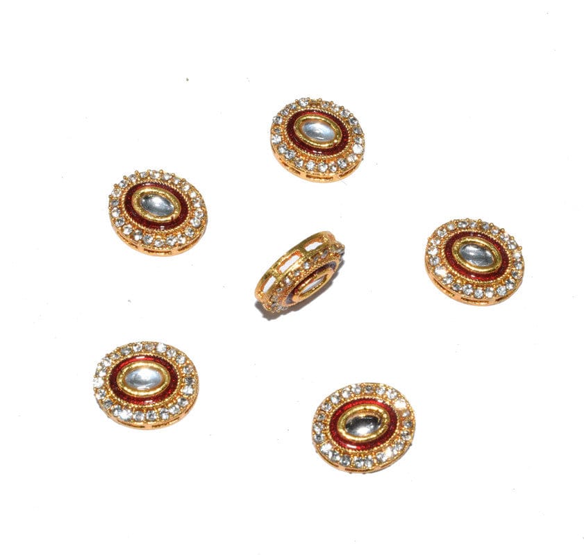 Meenakari Kundan Stone Components,Connector, Charms for Jewellery Making. (15X5 MM) , RCT-077-Per Packet of 6 Pcs / 15X5 MM
