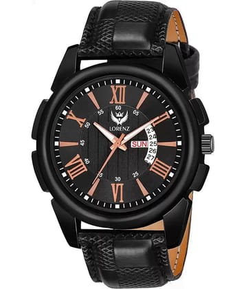 Lorenz Black Leather Analog Men's Watch