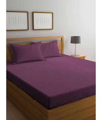 Klotthe Poly Cotton 1 Double King Bedsheet with 2 Pillow Covers ( Magenta )