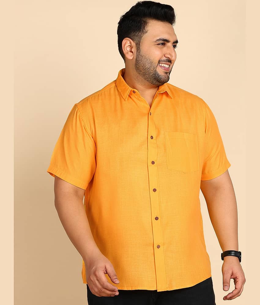 PRINTCULTR Cotton Blend Regular Fit Solids Half Sleeves Men's Casual Shirt - Yellow ( Pack of 1 )