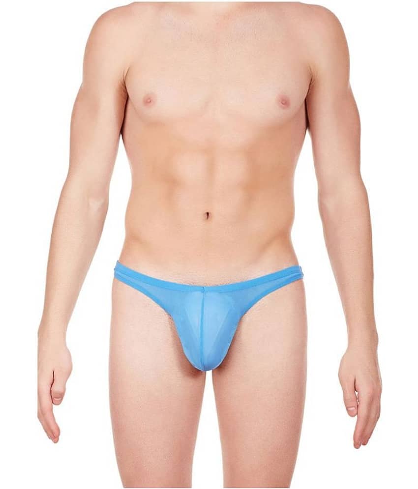 La Intimo Pack of 1 Nylon Thongs For Men's ( Blue )