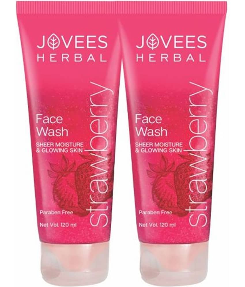 Jovees Herbal Strawberry Face Wash For Normal to Dry Skin For Glowing & Hydrating 120ml (Pack of 2)