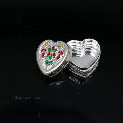 925 sterling silver trinket box, kajal box/casket box bridal heart shape box collection, container box, eyeliner box gifting art stb175