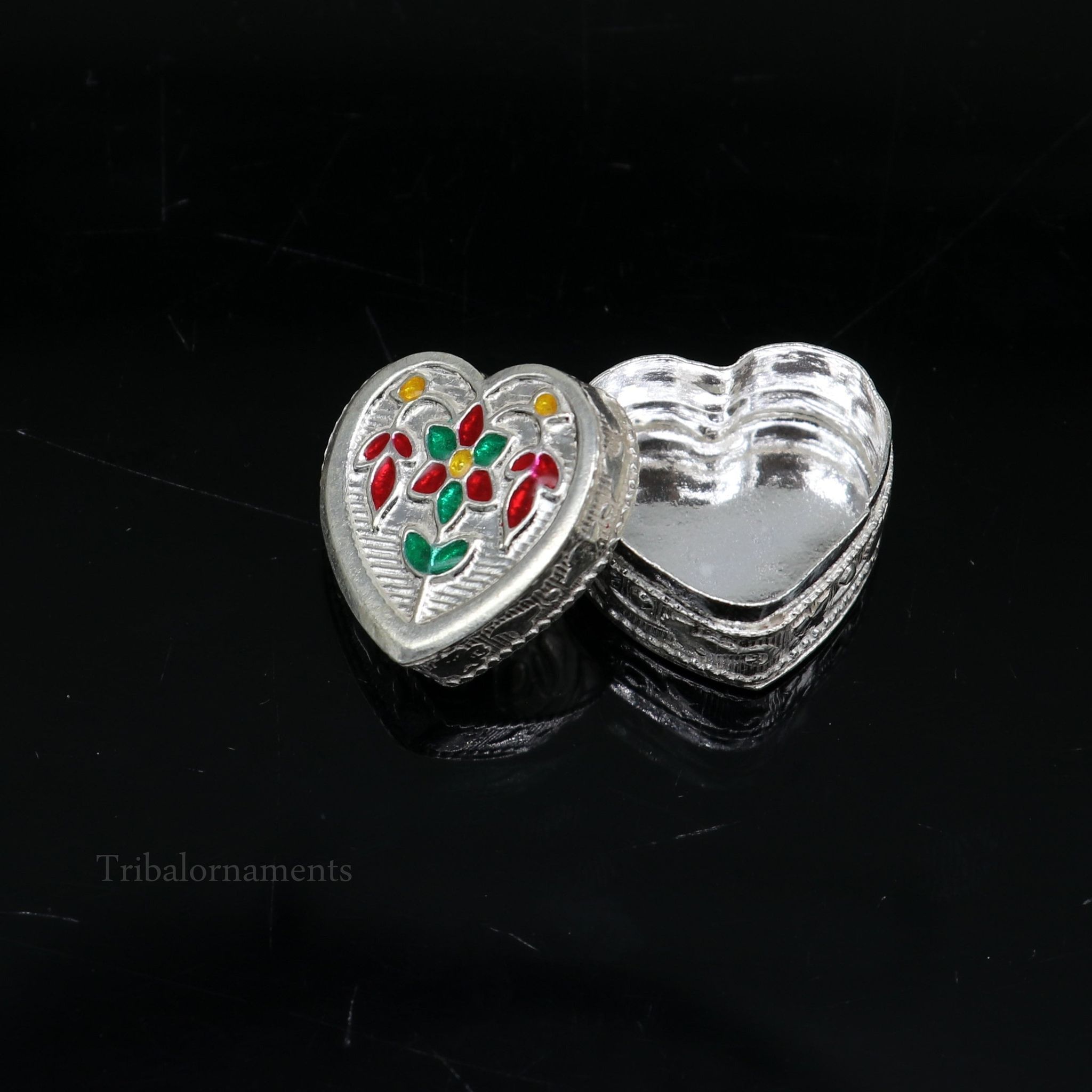 925 sterling silver trinket box, kajal box/casket box bridal heart shape box collection, container box, eyeliner box gifting art stb175