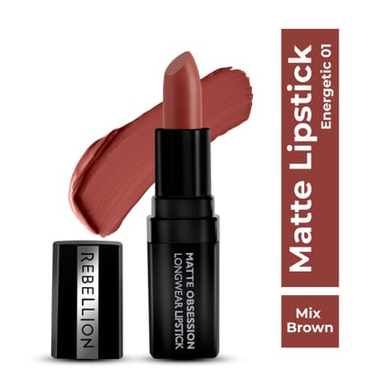 Rebellion Matte Obsession Long Wear Bullet Lipstick-Mix Brown - Energetic 01