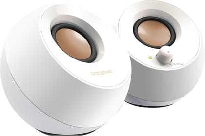Creative Pebble 2.0 USB-Powered Desktop Speakers with Far-Field Drivers and Passive Radiators for PCs and Laptops (White) white