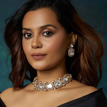 Gold Tone Polki Necklace Set - JAJBR23NS 28