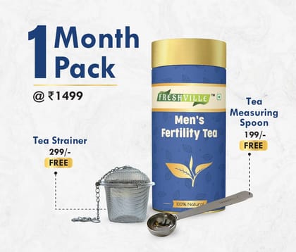 Freshville Men Fertility Tea | Pure & Natural | Balancing Hormone & Testosterone Level | Ashwagandha, Hibiscus, Liquorice, Turmeric, Cinnamon, Gokhru, Shatavari, Green tea Tin (100g).1 Month 